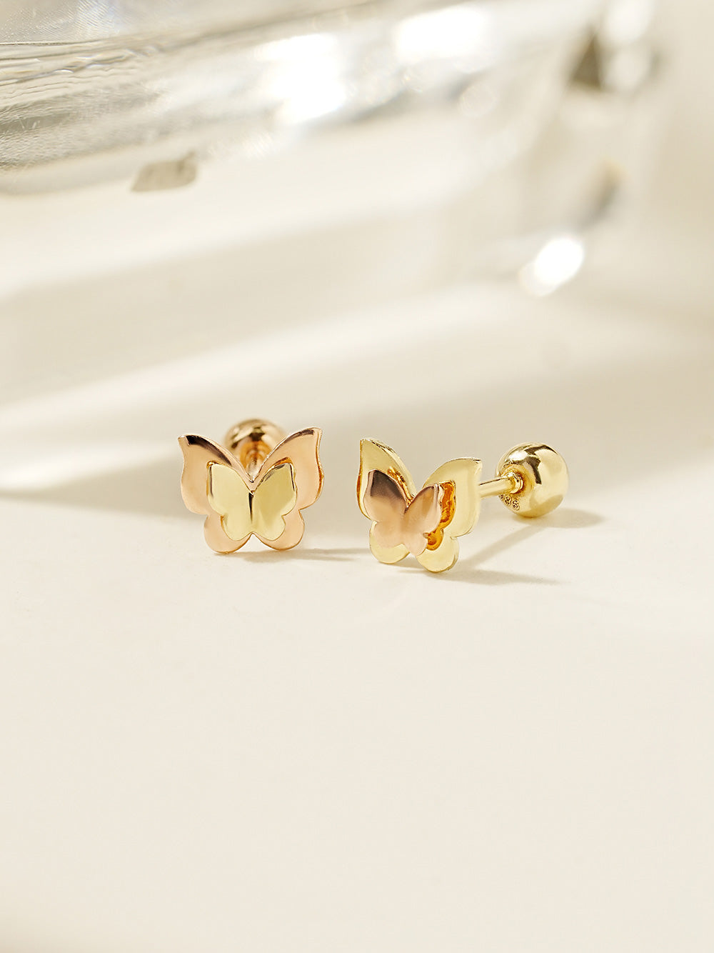 14K Gold Double Fold Butterfly Cartilage Earring 20G