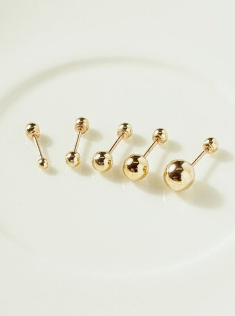 14K Gold Ball Cartilage Earring 2mm/2.5mm/3mm/4mm/5mm/6mm 20g