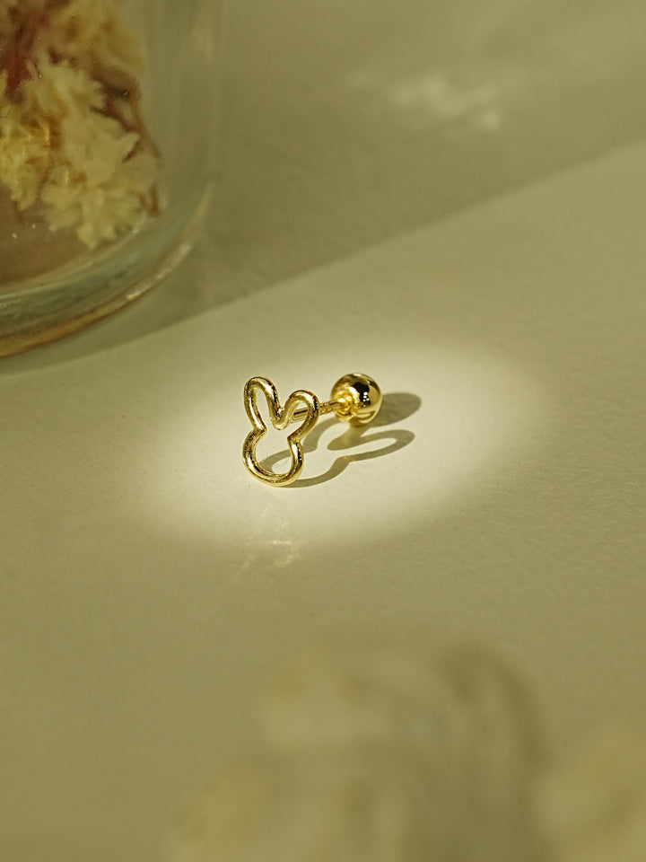 14K Gold Rabbit Line Cartilage Earring 20G