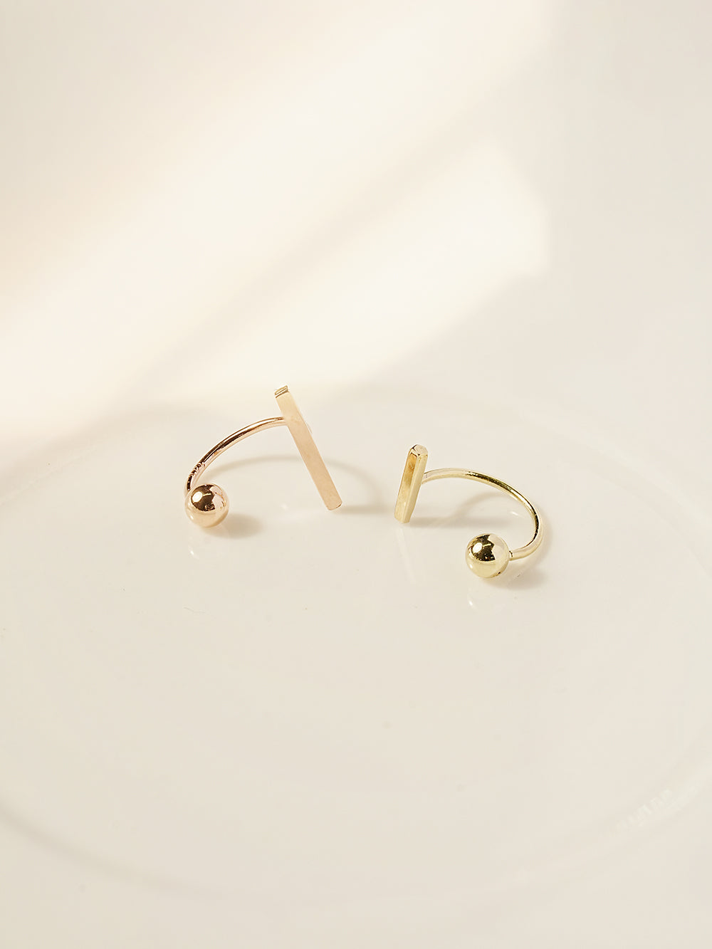 14K Gold Stick Bar Curve Piercing 20G