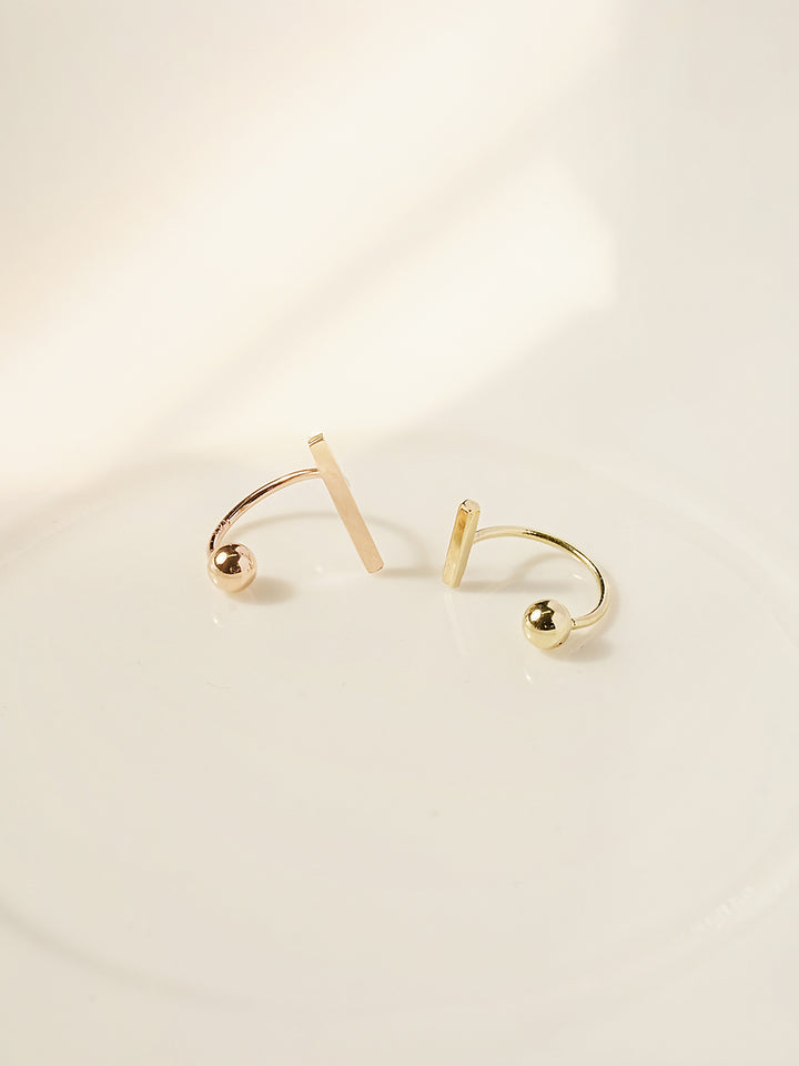 14K Gold Stick Bar Curve Piercing 20G