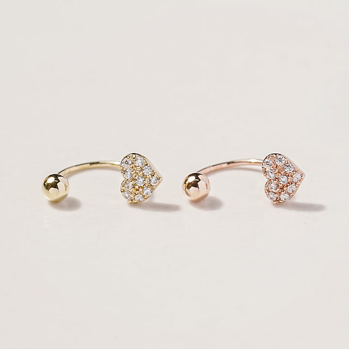 14K Gold Volume Cubic Heart Curve Piercing 20G