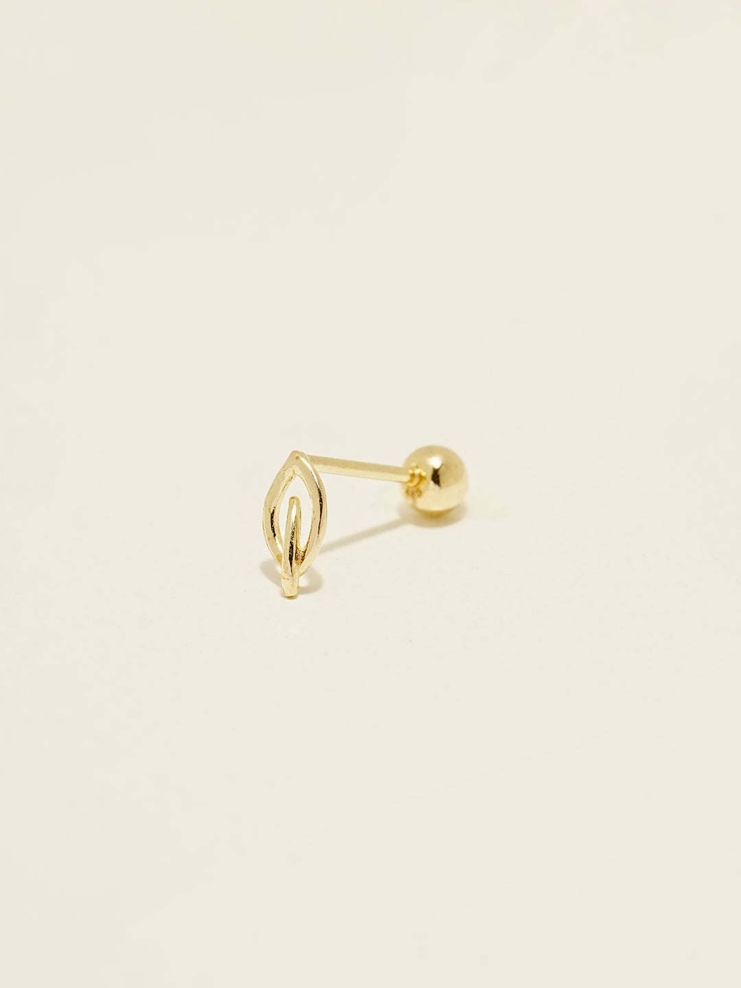 14K Gold Leaf Cartilage Earring 20G