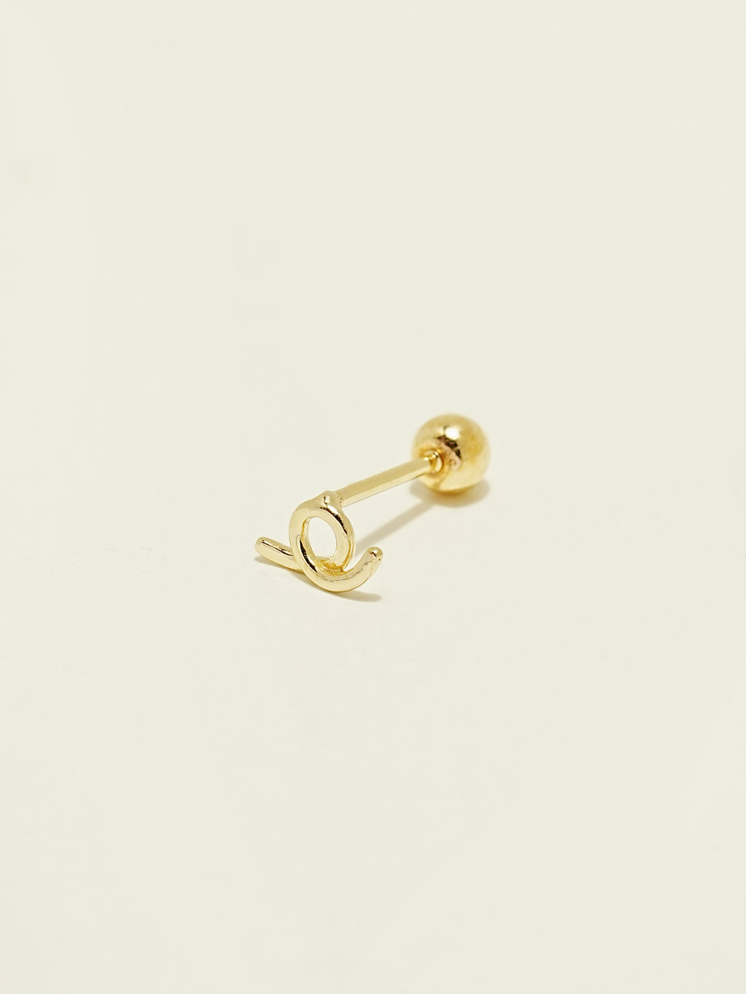 14K Gold Round Tail Cartilage Earring 20G