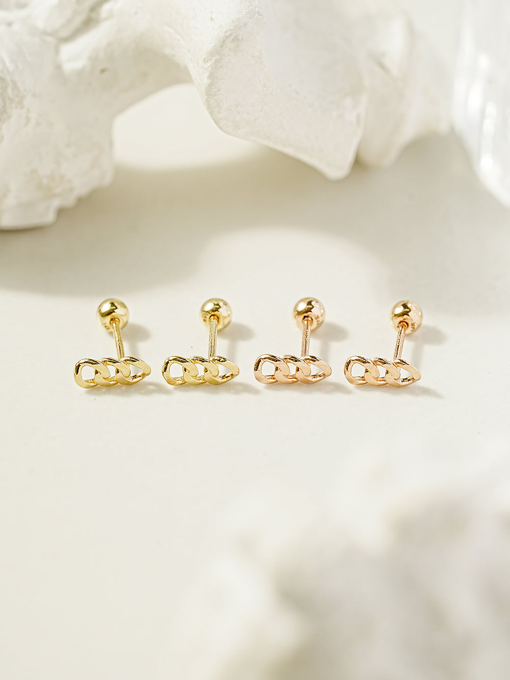 14K Gold Simple Chain Cartilage Earring 20G