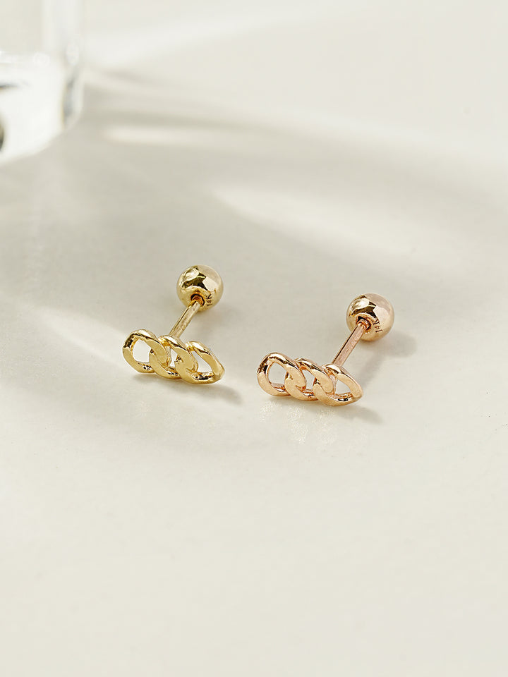 14K Gold Simple Chain Cartilage Earring 20G