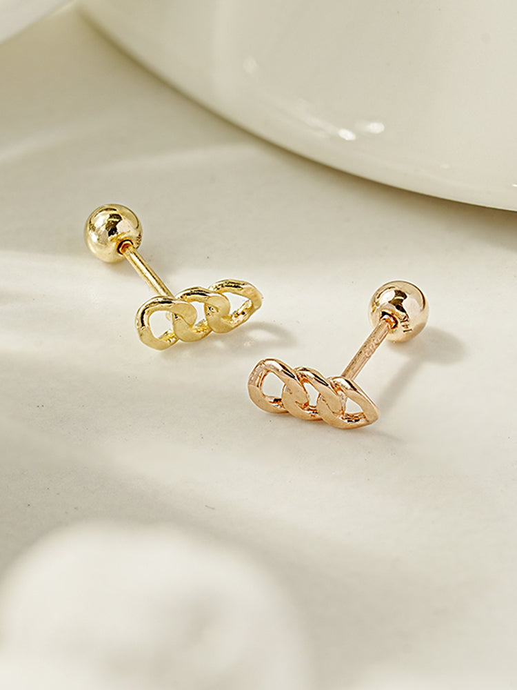 14K Gold Simple Chain Cartilage Earring 20G