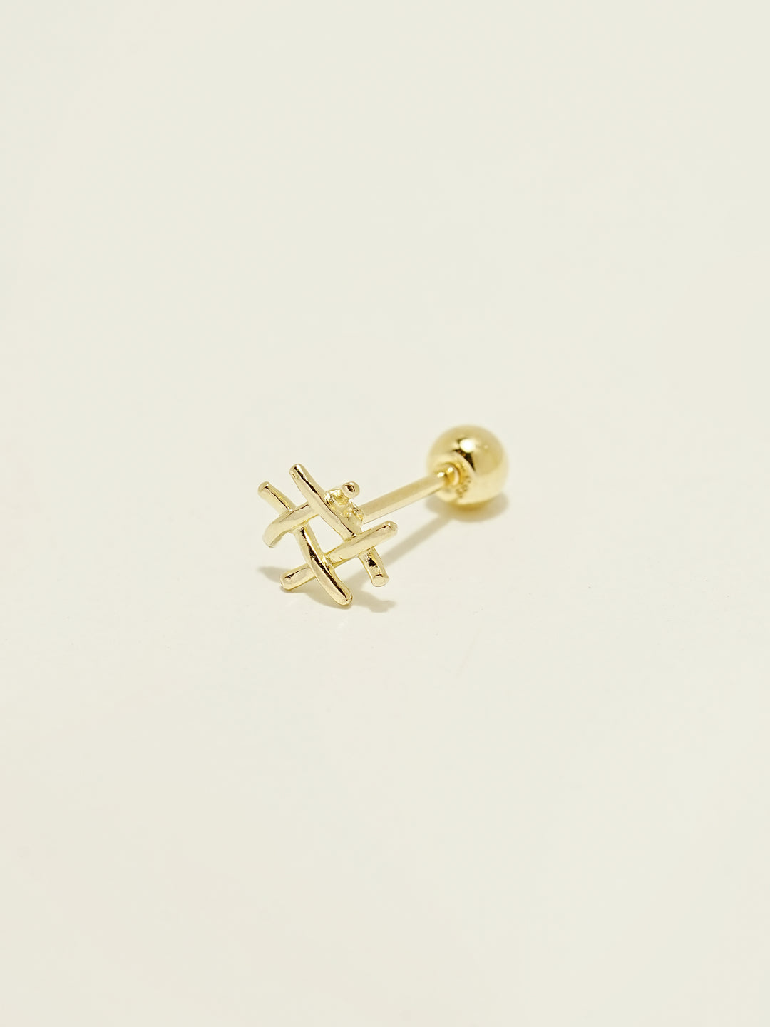 14K Gold Waffle Cartilage Earring 20G