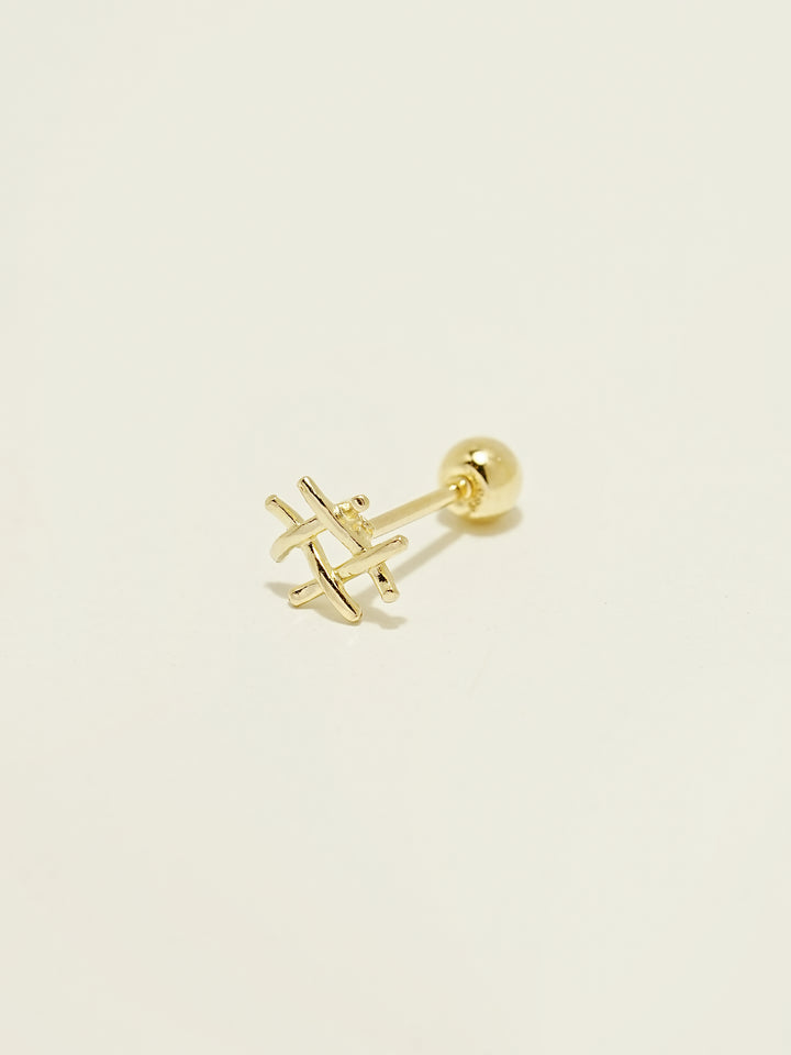 14K Gold Waffle Cartilage Earring 20G