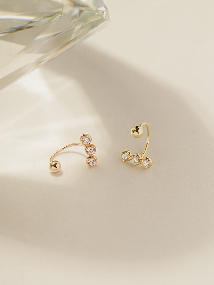 14K Gold Triple Cubic Curve Piercing 20G