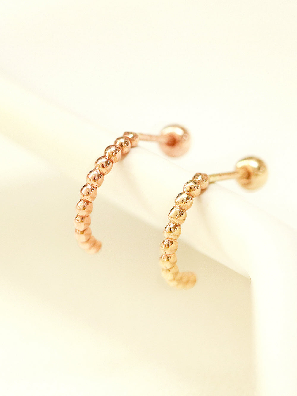 14K Gold Bubble Ball Half Hoop Earring 20G18G16G