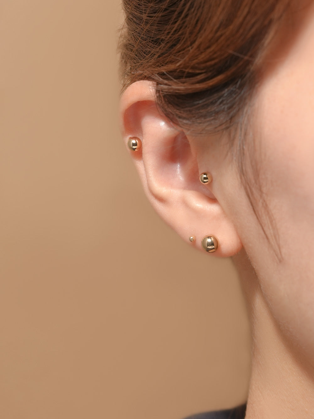 14K Gold Ball Cartilage Earring 2mm/2.5mm/3mm/4mm/5mm/6mm 20g