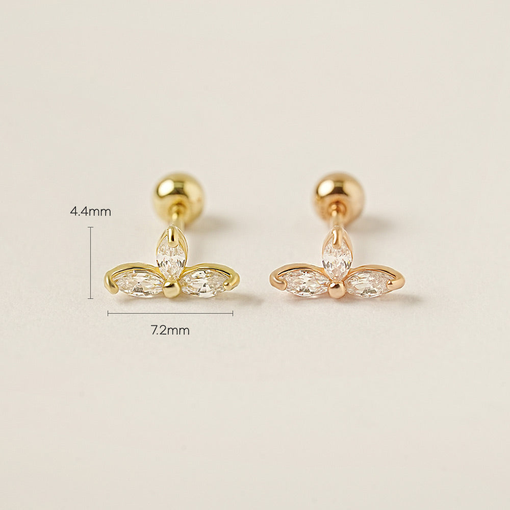 14K Gold Maple Leaf Cartilage Earring 20G