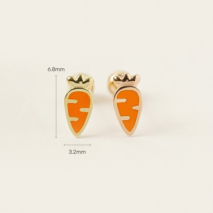 14K Gold Enamel Mini Carrot Cartilage Earring 20G