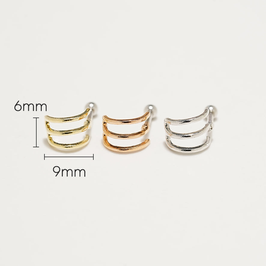 Crack Three Lines Cartilage Ear Piercing 16G