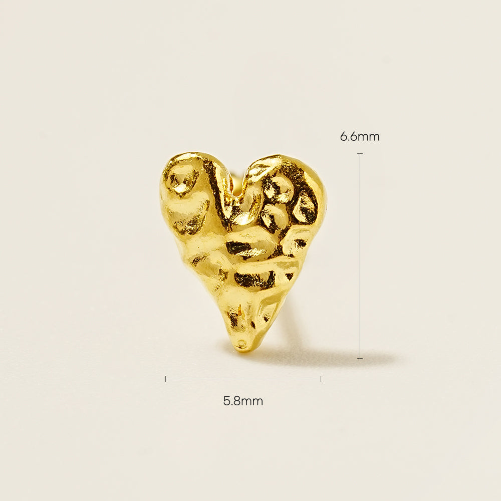 24K Gold Press Heart Cartilage Earring 20G