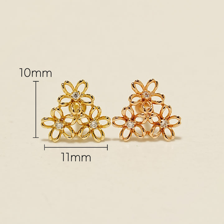 14K Gold Flower Garden Internally Threaded Labret Piercing 18G16G