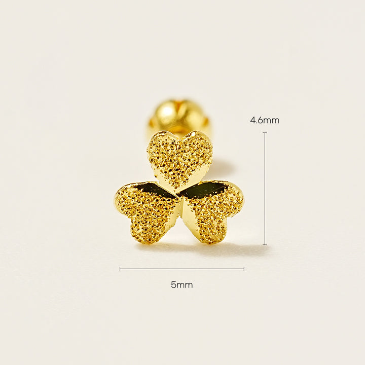 24K Gold Three-leaf Clover Cartilage Earring 20G