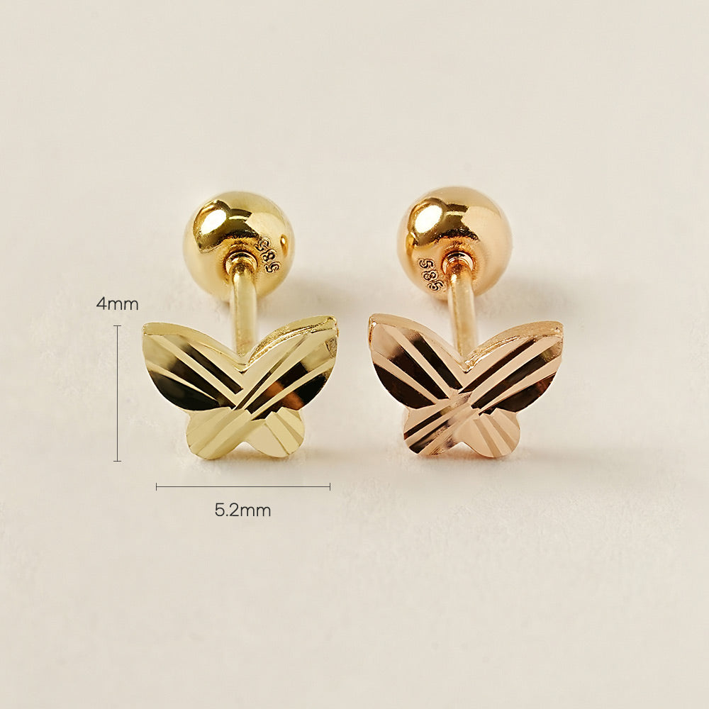 14K Gold Cutting Butterfly Cartilage Earring 20G