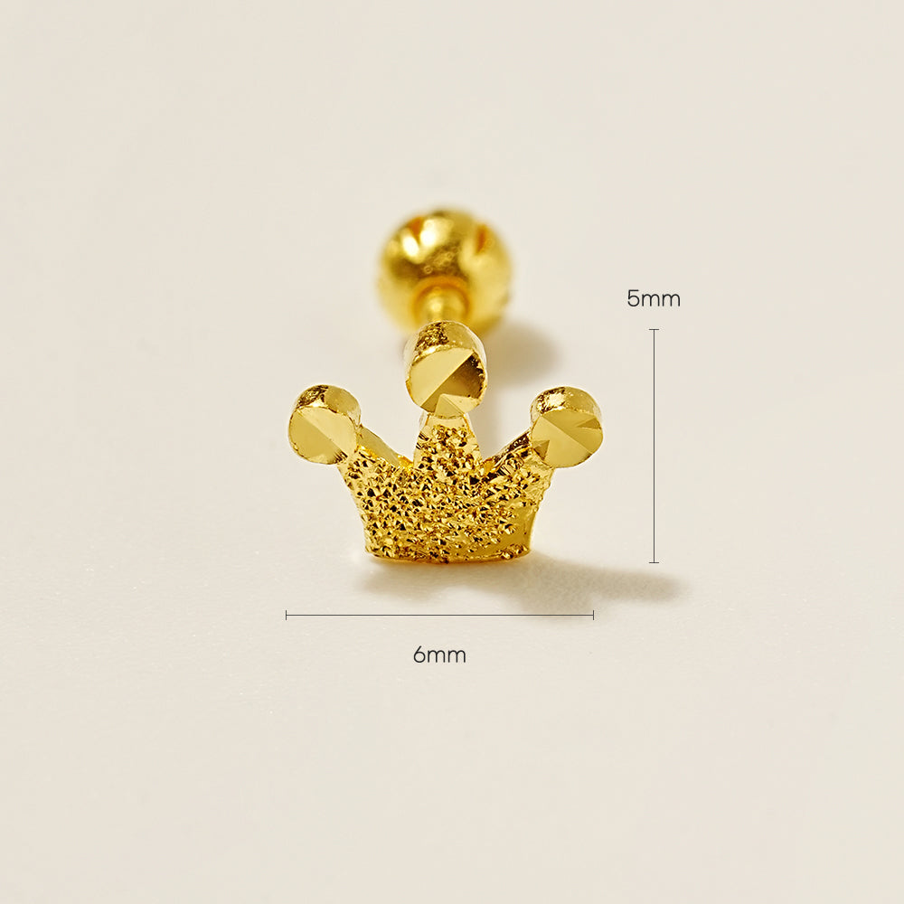 24K Gold Shine Crown Cartilage Earring 20G