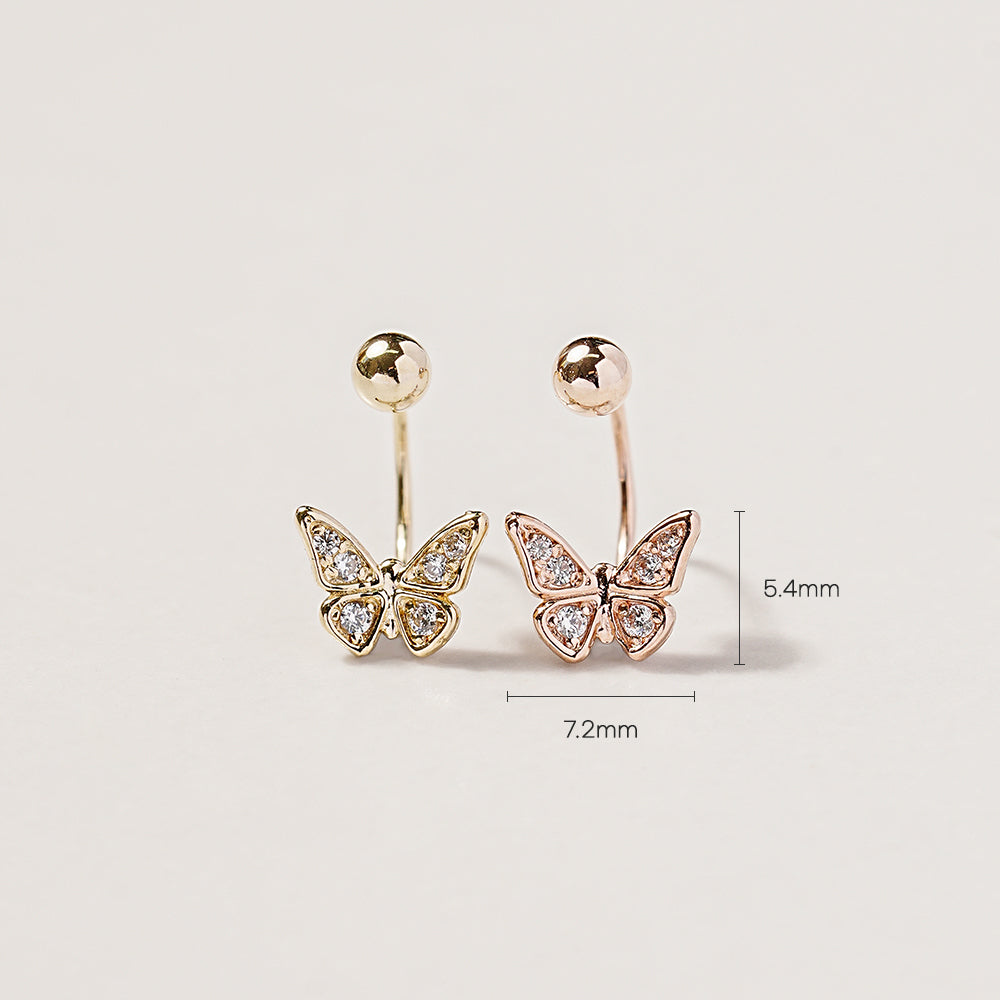 14K Gold Daily Cubic Butterfly Curve Piercing 20G