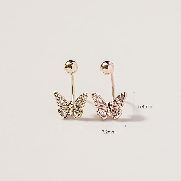 14K Gold Daily Cubic Butterfly Curve Piercing 20G