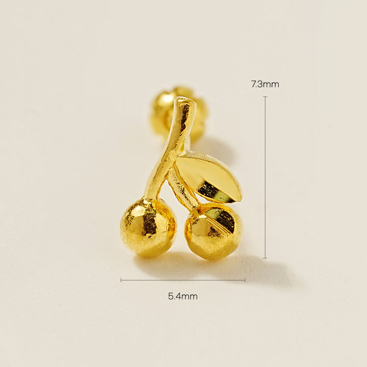 24K Gold Sweet Cherry Cartilage Earring 20G