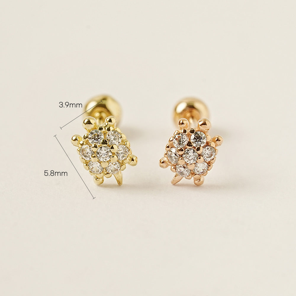 14K Gold Shine Lucky Turtle Cartilage Earring 20G