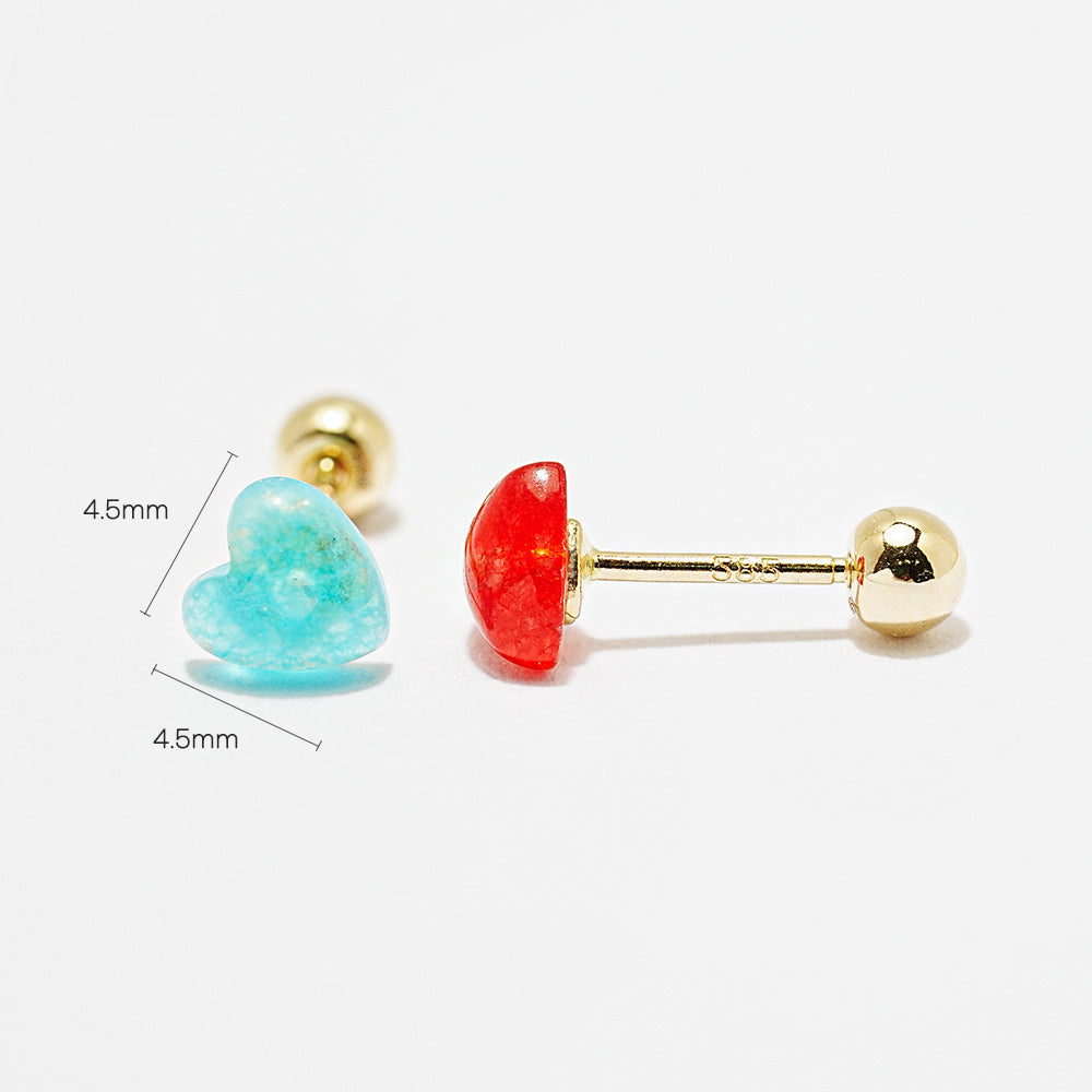 14K Gold Color Heart Candy Cartilage Earring 20G