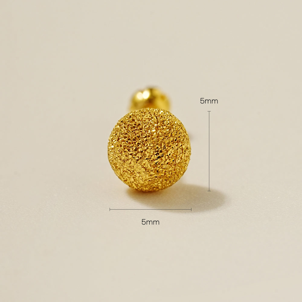 24K Gold Textured Ball Cartilage Earring 20G