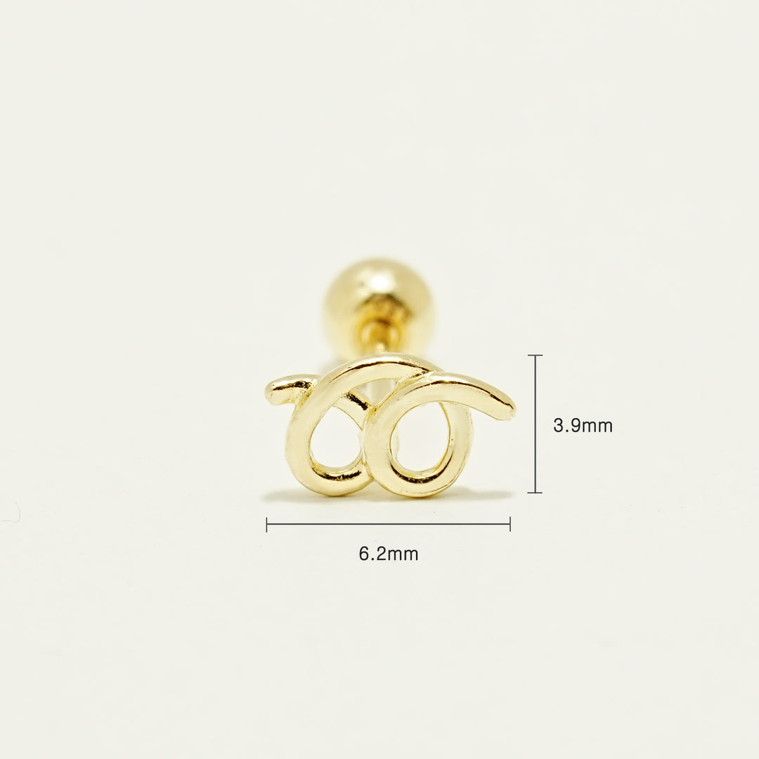 14K Gold Doodle Pretzel Cartilage Earring 20G