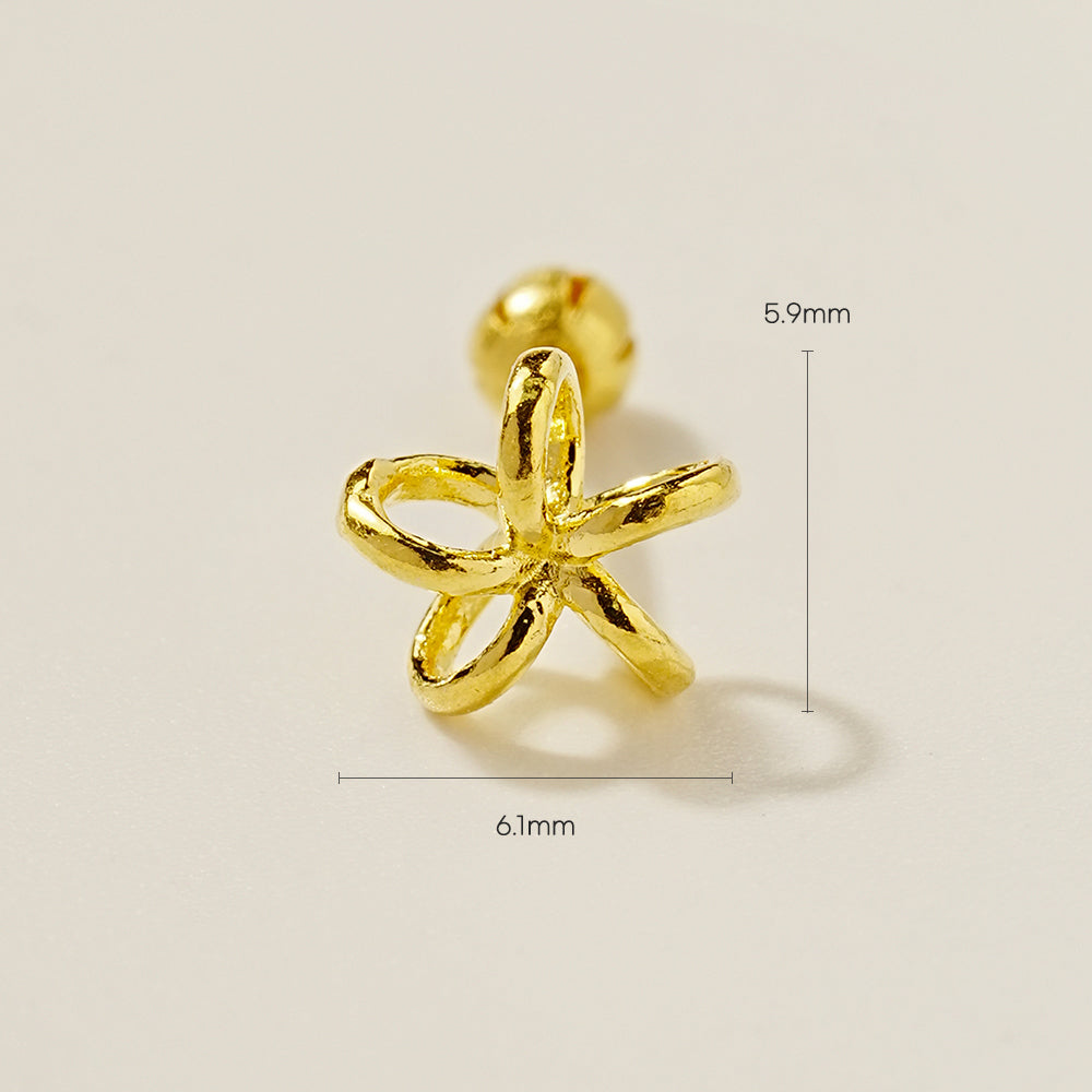 24K Gold Wind Flower Cartilage Earring 20G