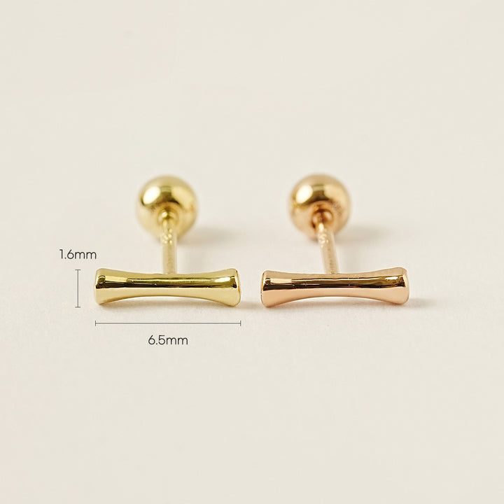 14K Gold Simple Volume Stick Cartilage Earring 20G