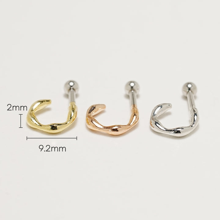 Oval Line Cartilage Ear Piercing 16G