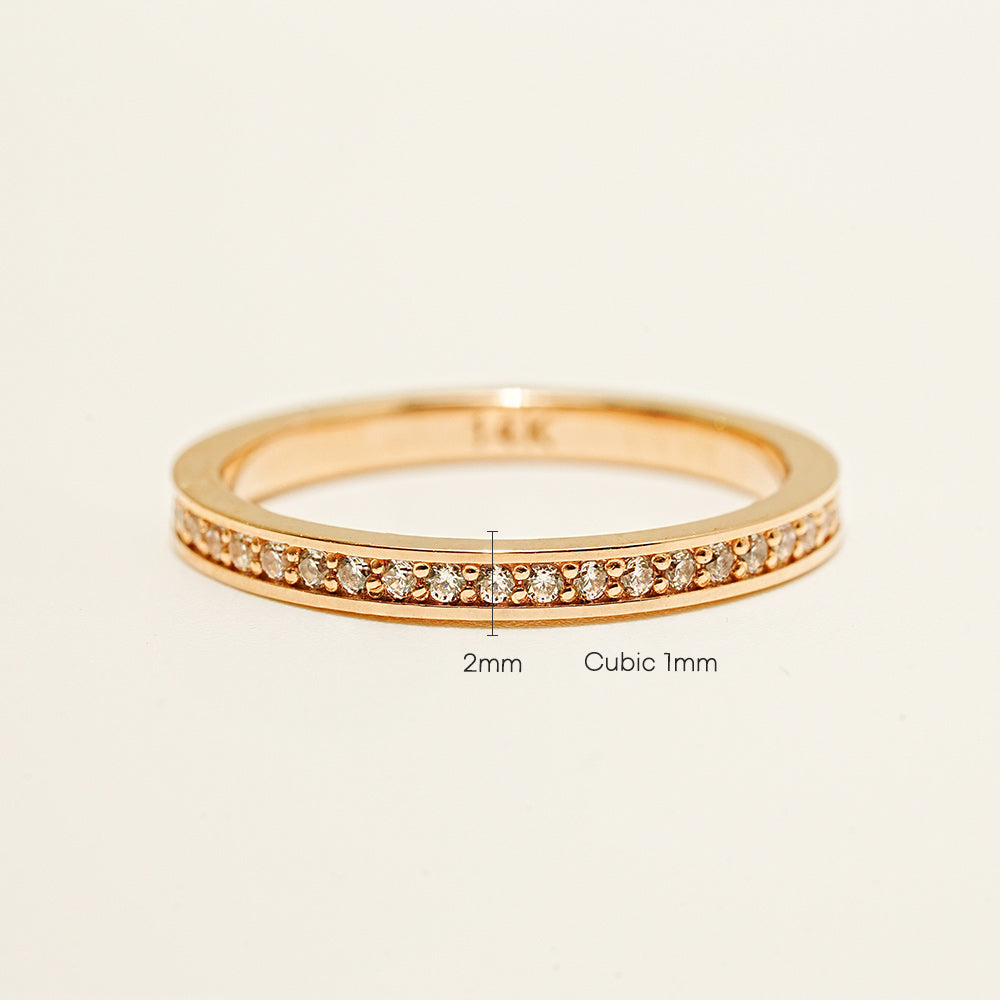 14K 18K Gold Round Cubic Layered Guard Ring