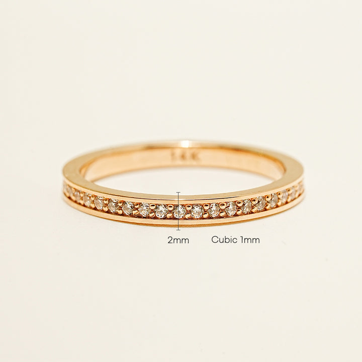 14K 18K Gold Round Cubic Layered Guard Ring