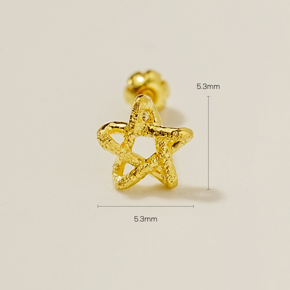 24K Gold Knotted Star Cartilage Earring 20G