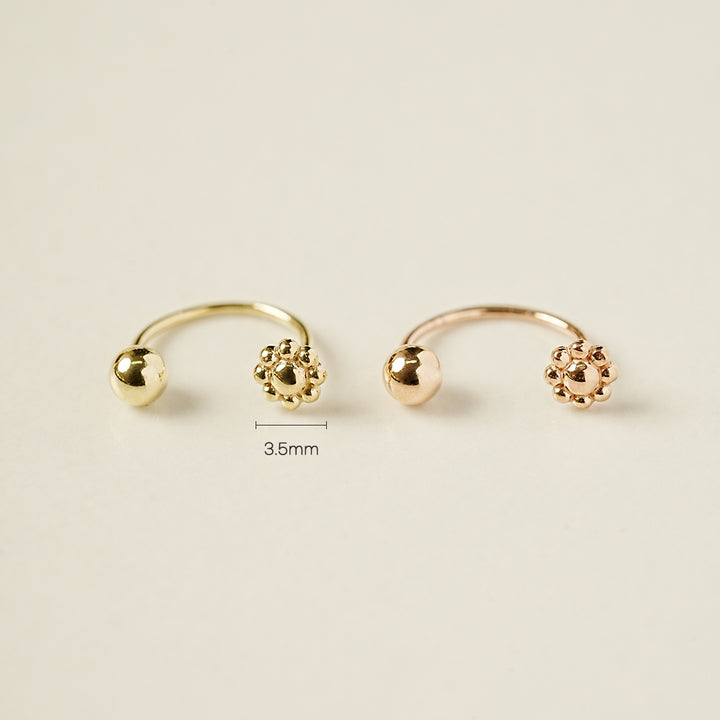 14K Gold Minimi Bubble Flower Ball Curve Piercing 20G