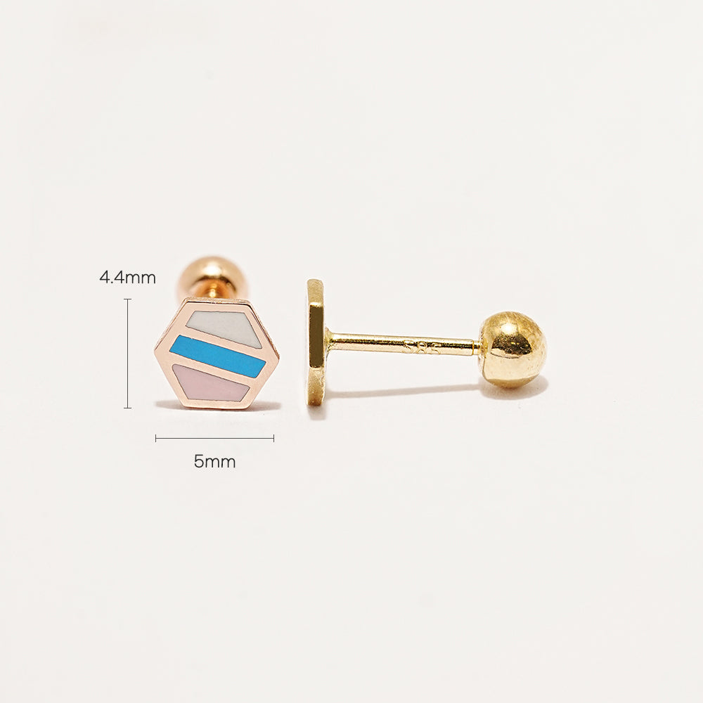 14K Gold Candy Pop Hexagon Cartilage Earring 20G