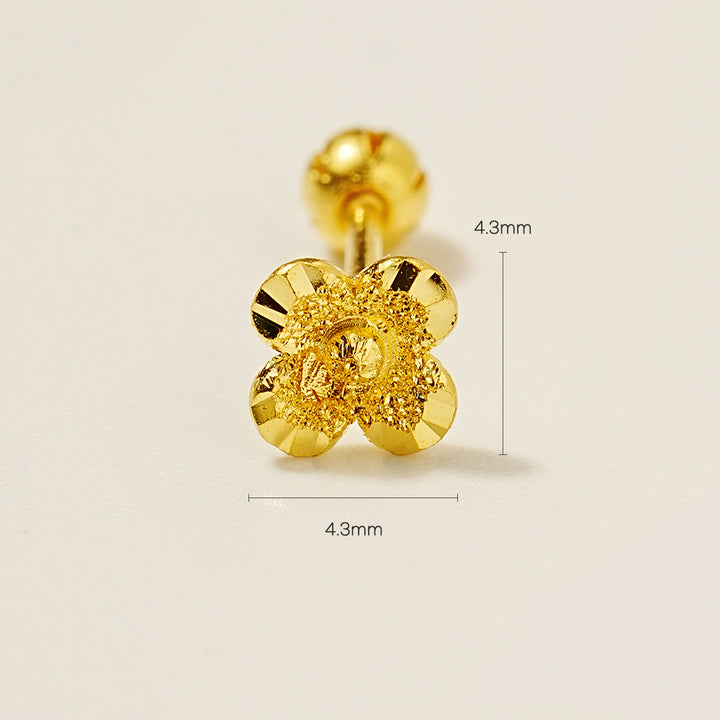 24K Gold Lucky Clover Cartilage Earring 20G