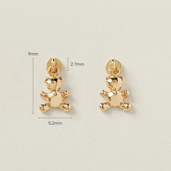 14K Gold Baby Teddy Bear Drop Cartilage Earring 20G