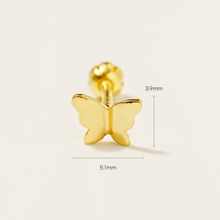 24K Gold Nature Butterfly Cartilage Earring 20G