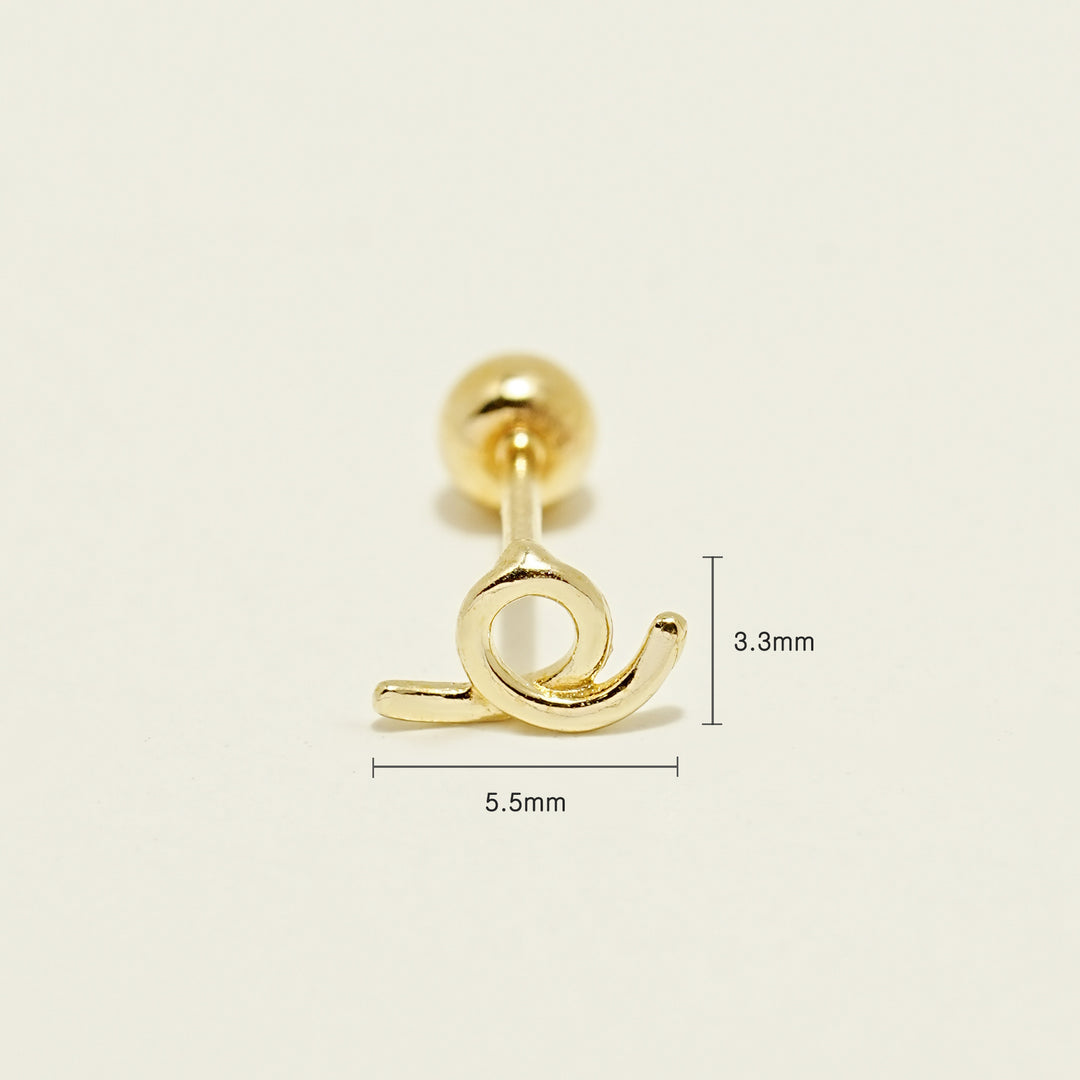 14K Gold Round Tail Cartilage Earring 20G