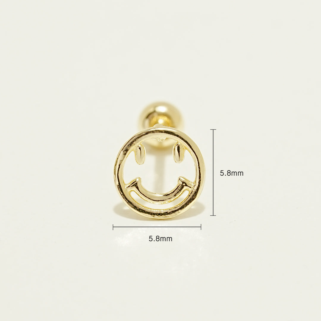 14K Gold Big Smile Cartilage Earring 20G