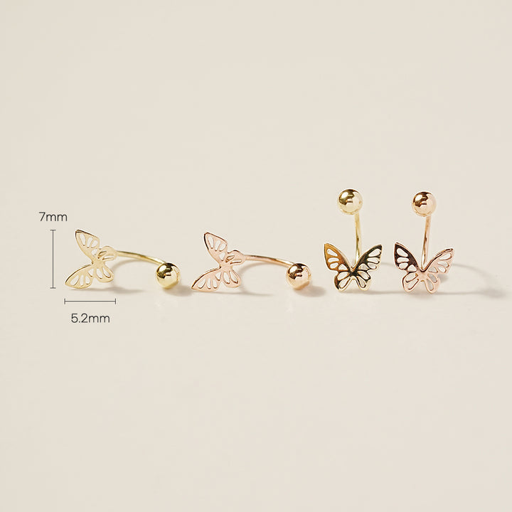 14K Gold Point Butterfly Curve Piercing 20G