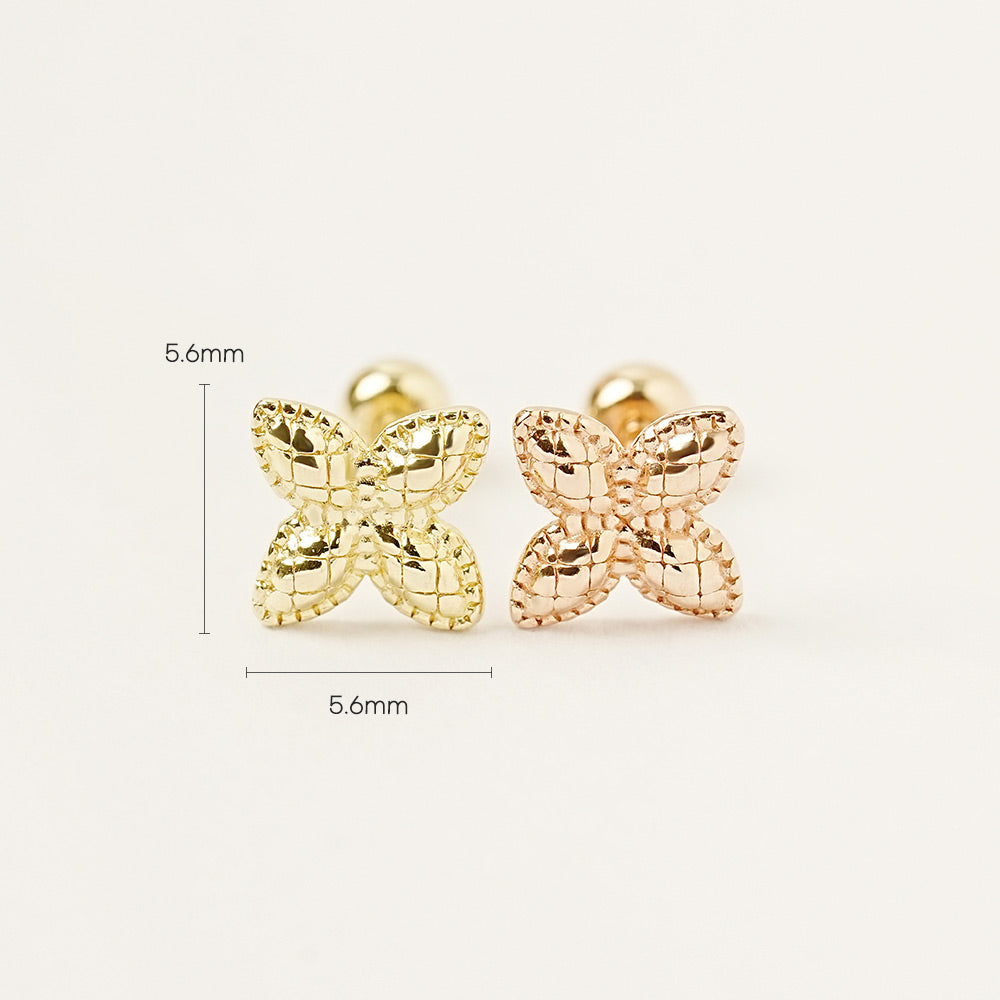 14K Gold Pinwheel Flower Cartilage Earring 20G