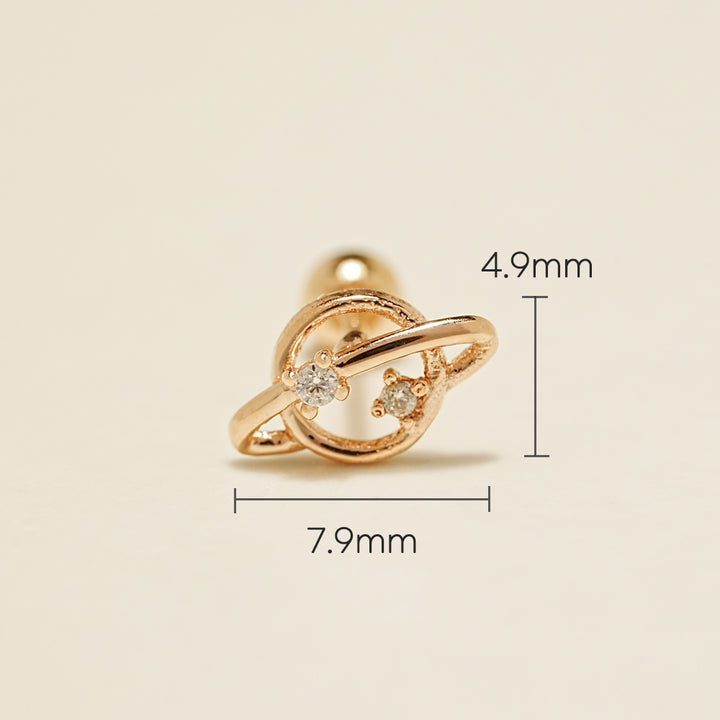 14K Gold Jupiter Cartilage Earring 20G