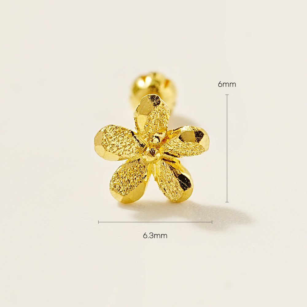 24K Gold Shine Flower Cartilage Earring 20G