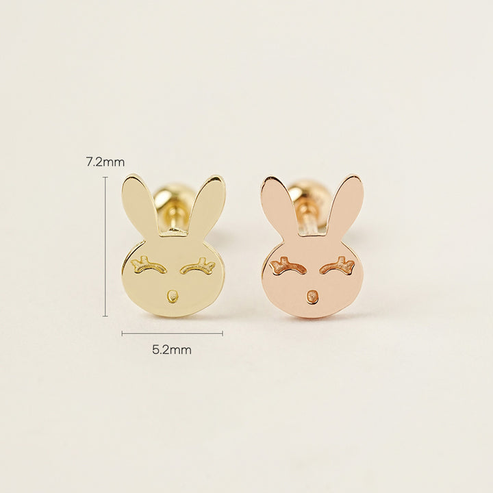 14K Gold Happy Rabbit Cartilage Earring 20G