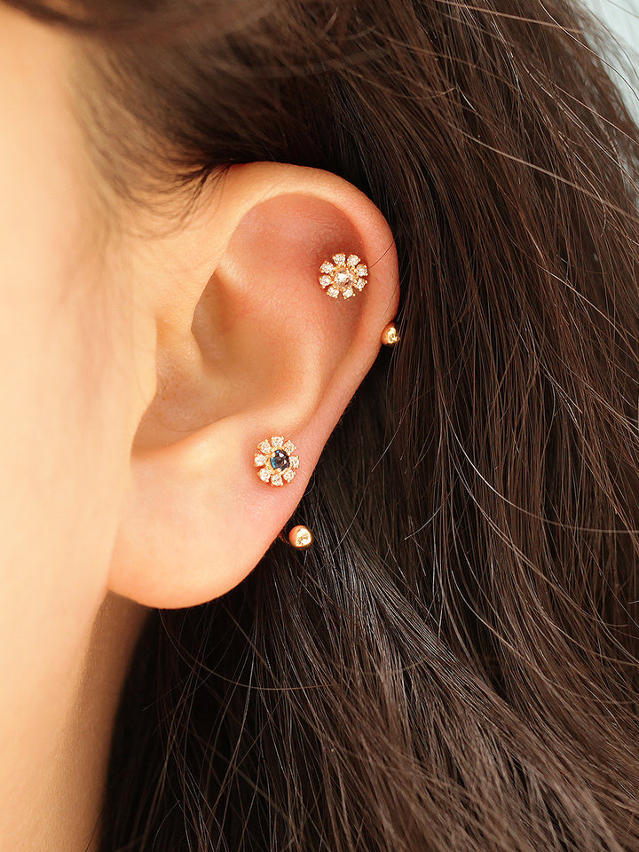 14K Gold Rose-Cut Daisy Curve Piercing 20G